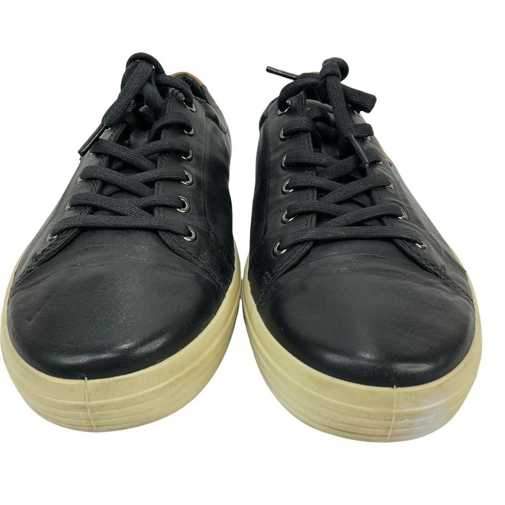 ECCO Shoes Mens Sz 10.5 Black Sneaker Luxury Soft Leather Danish Design Comfort - Picture 4 of 9